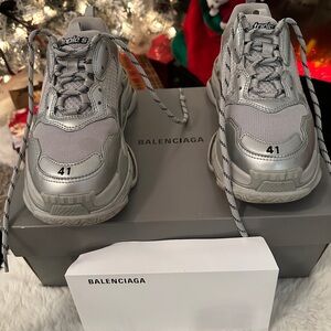 Balenciaga Unisex Silver and Gray Sneakers